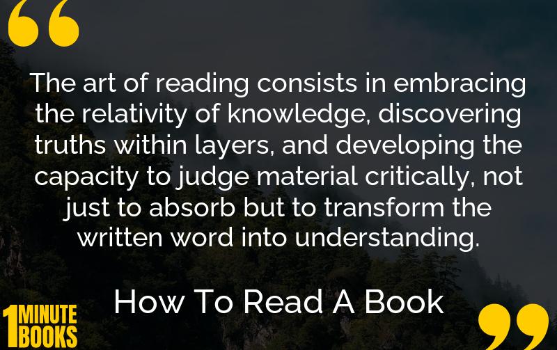 How To Read A Book Summary Brief Summary